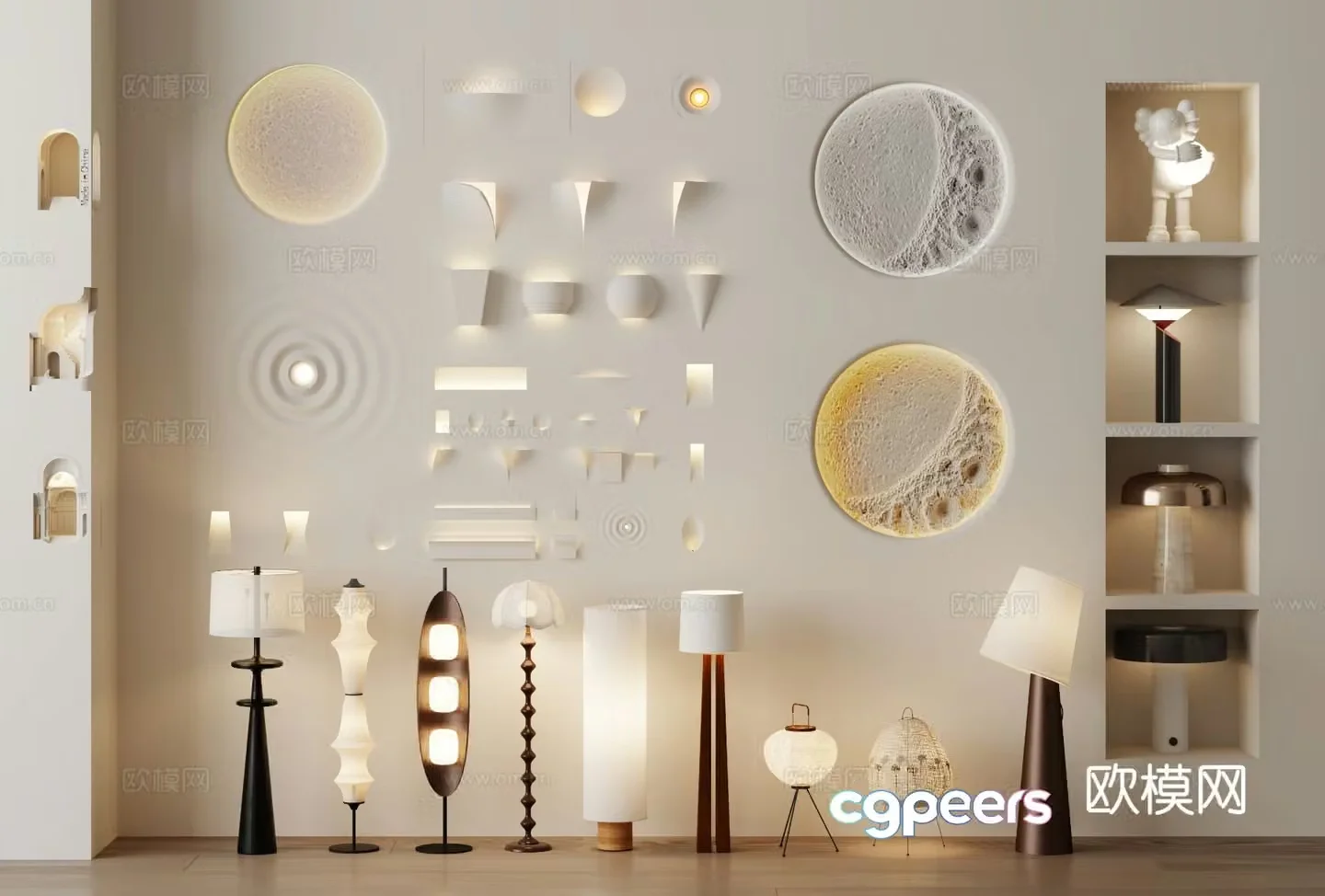 Cream style plaster lamp floor lamp table lamp 3d model