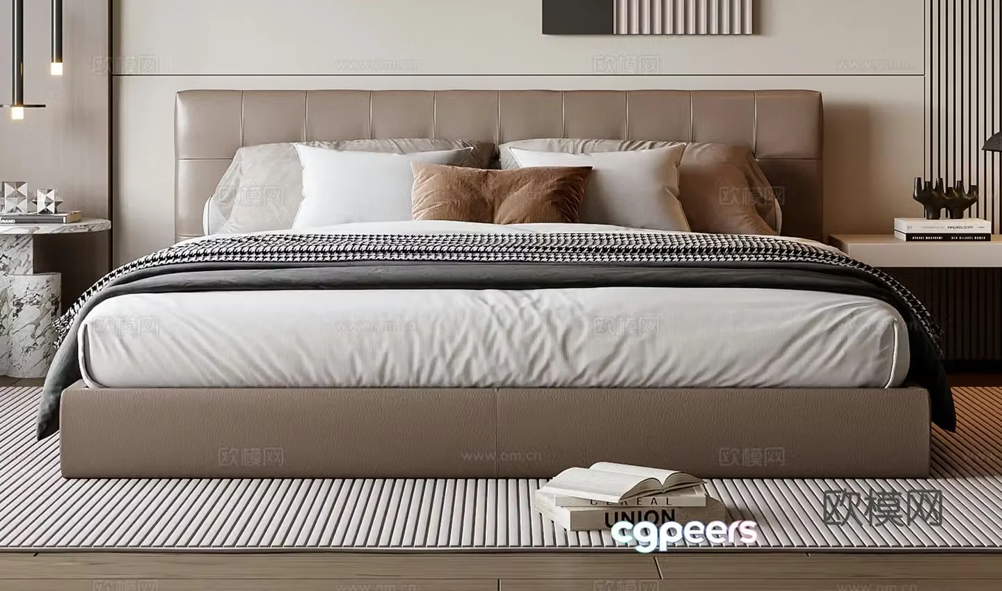 Italian double bed 3d model