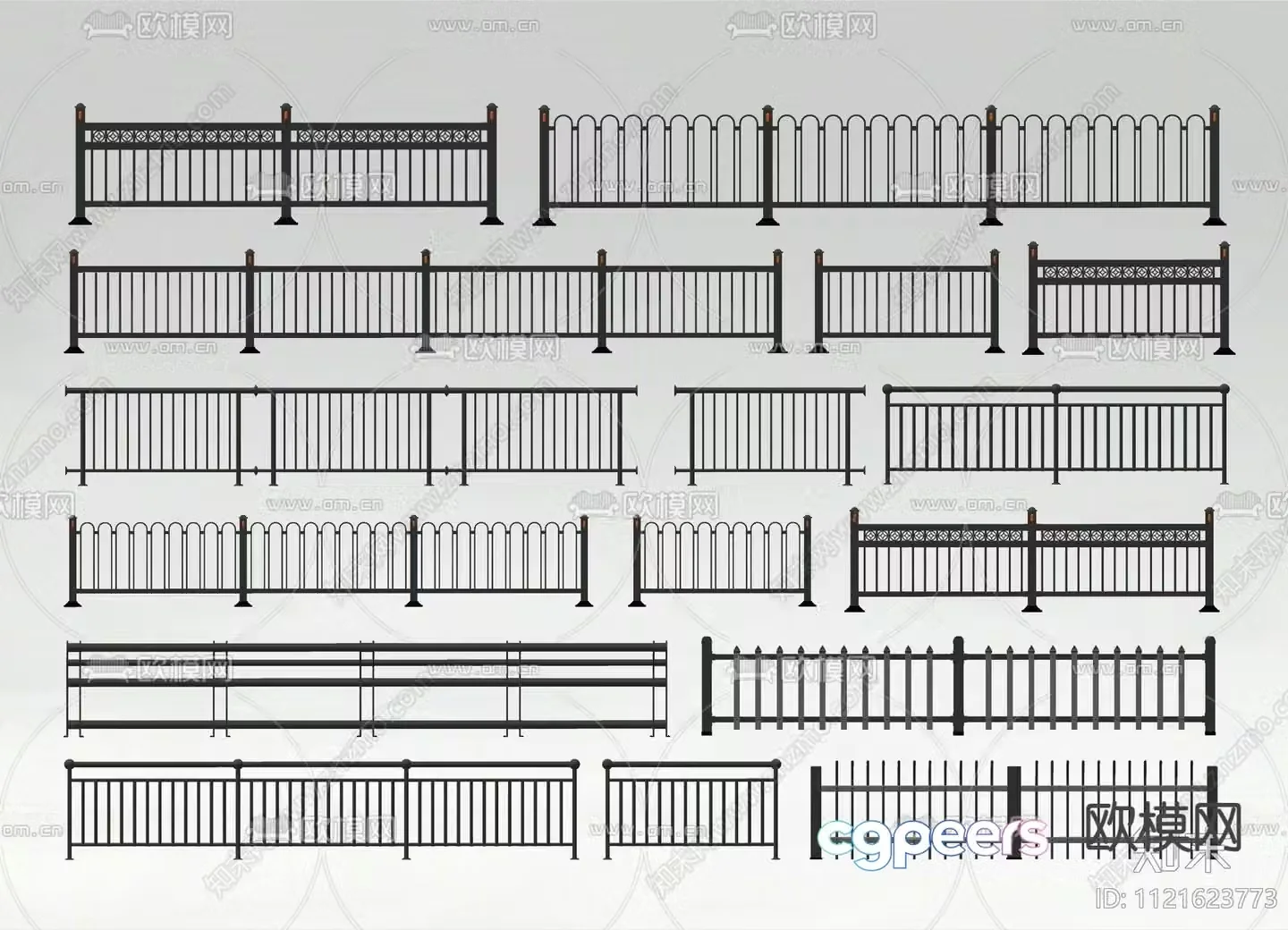 Modern road guardrail highway guardrail 3d model
