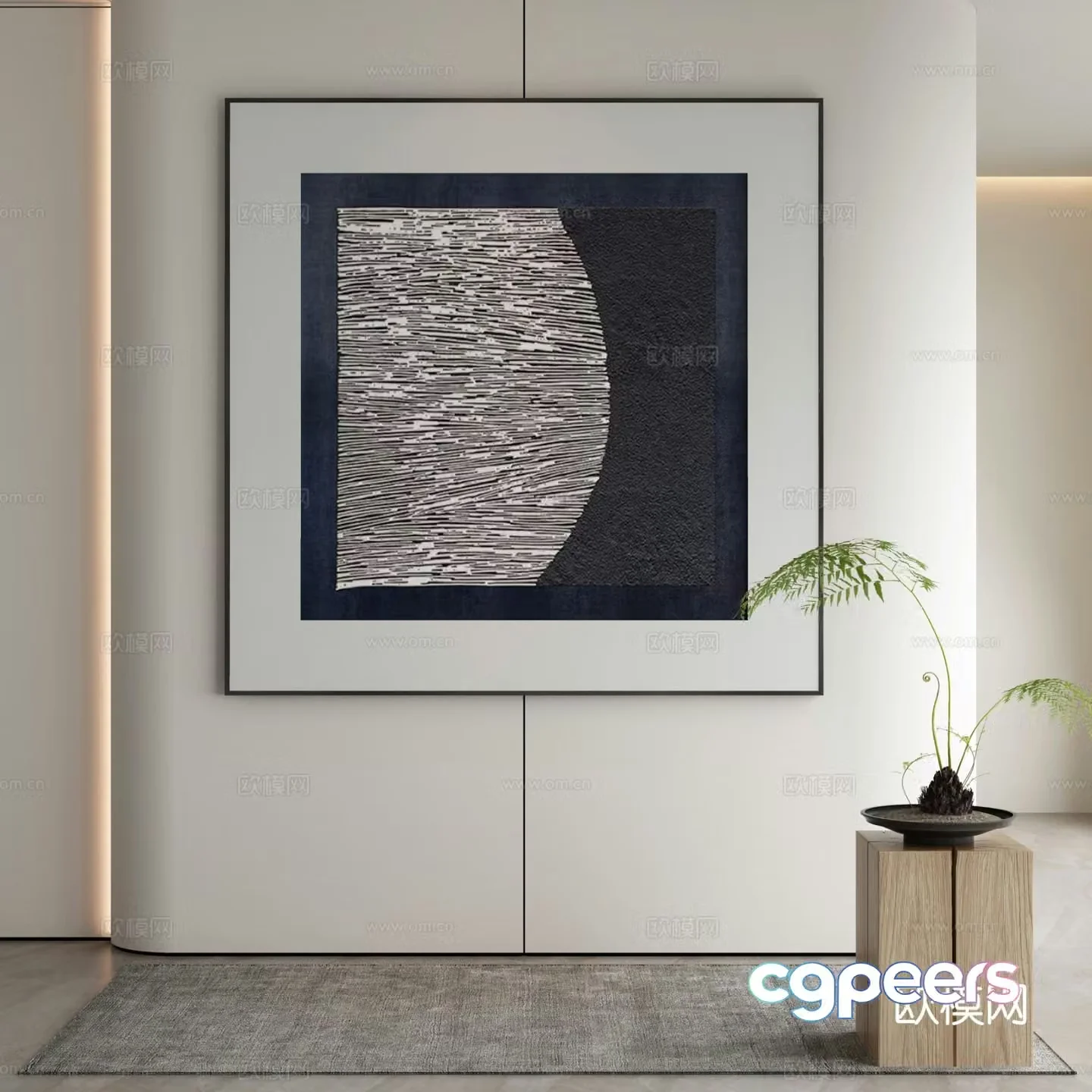 Modern texture painting decorative painting 3d model