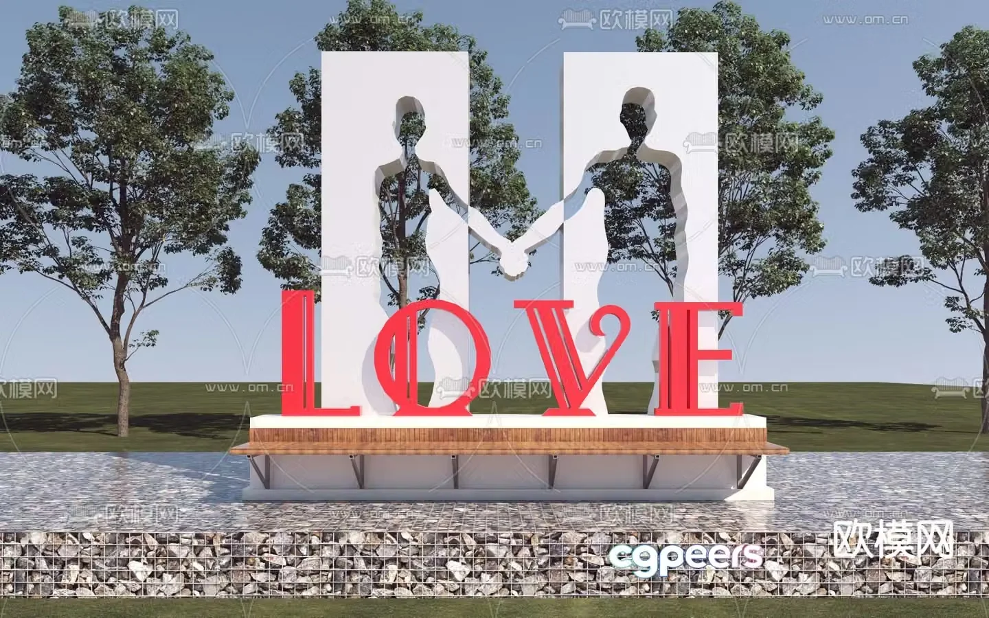 Love sculpture outdoor sketch check-in point 3D model
