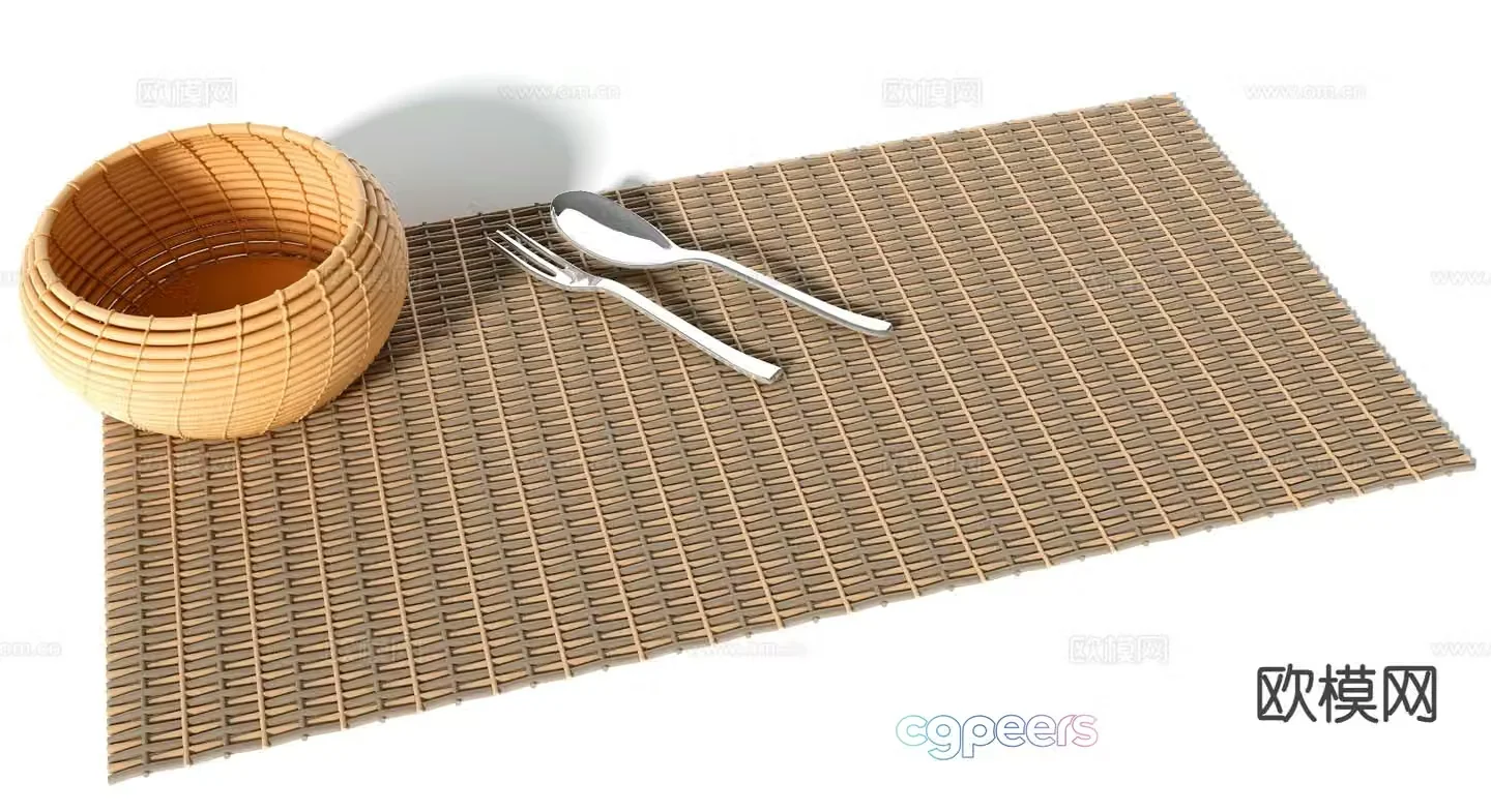 New Chinese style rattan basket storage basket 3D model