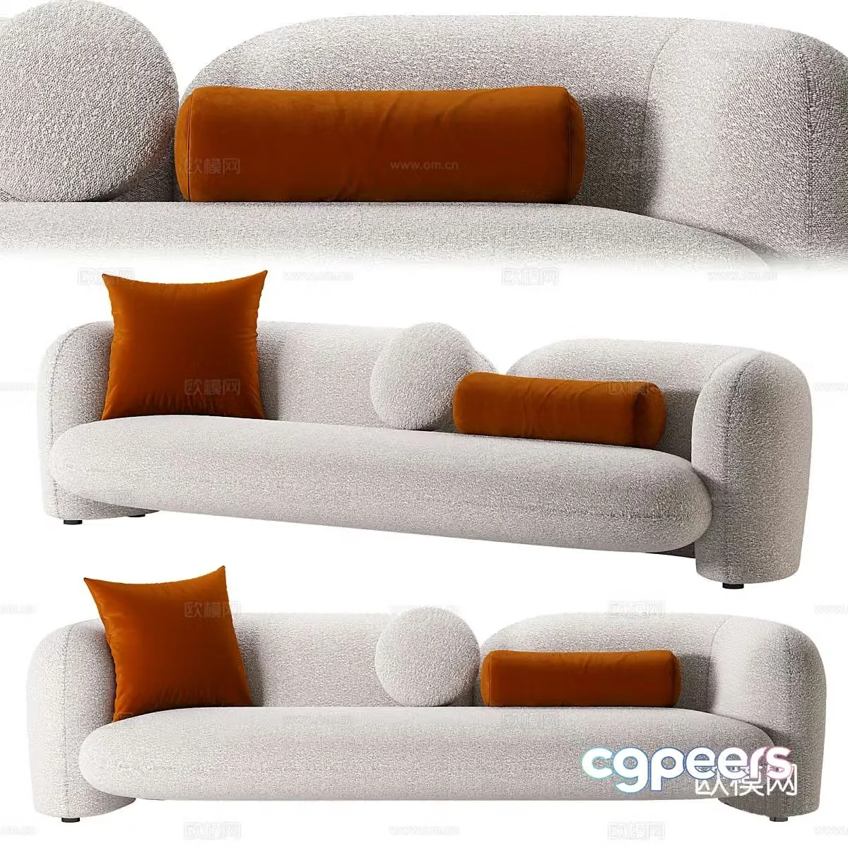 Three seater sofa upholstered sofa 3d model
