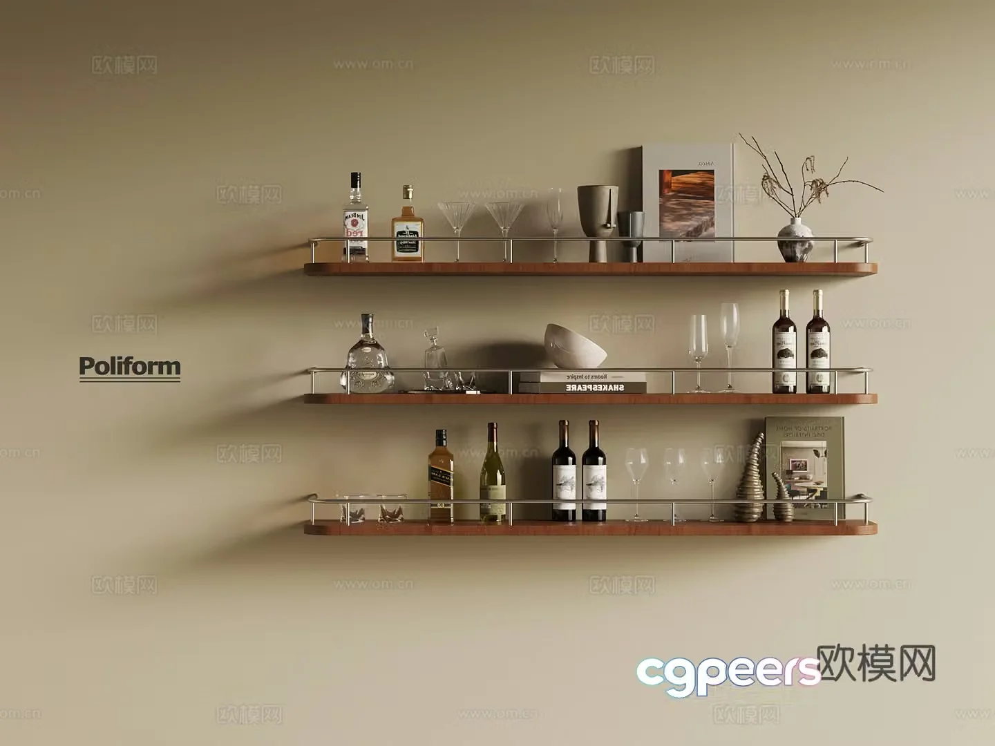 Modern wine rack wine utensil 3d model