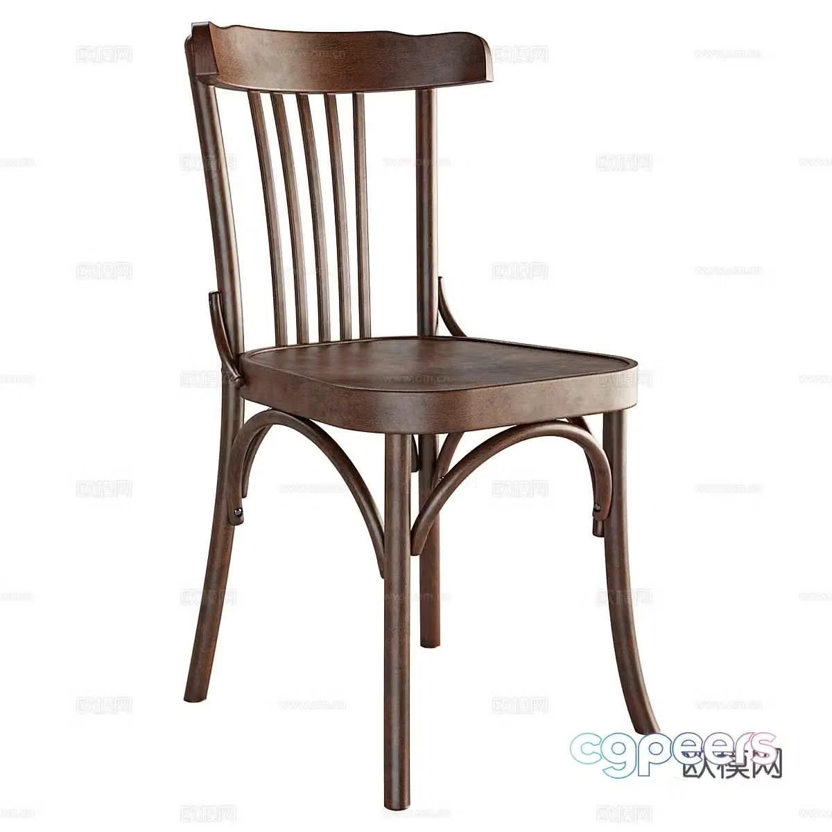 American single chair wooden chair 3d model