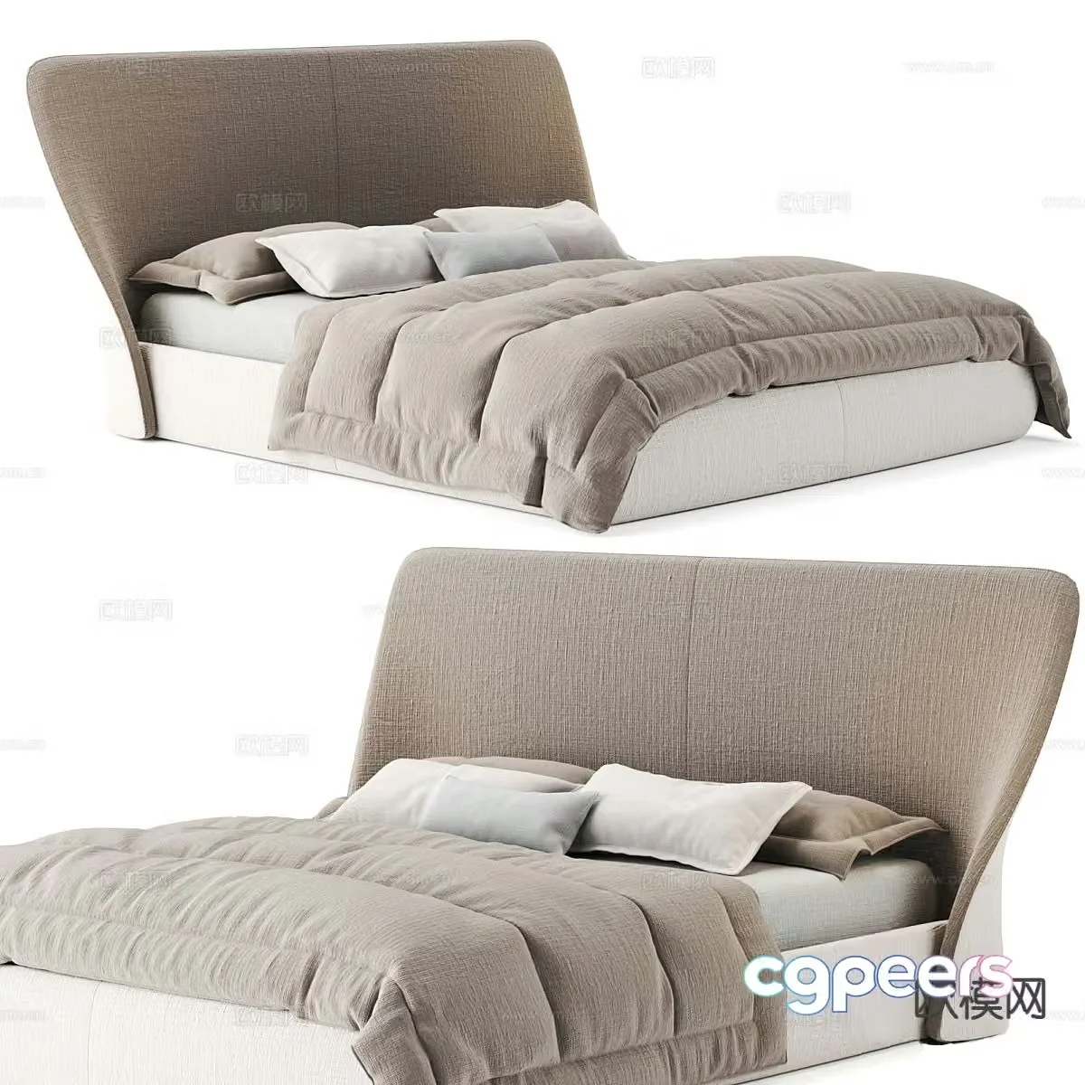 Modern double bed 3d model