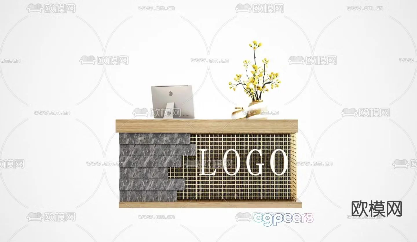modern service desk reception desk front desk 3d model