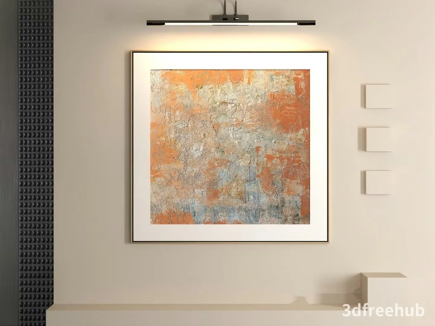 The Single Main Subject Is A Painting With A White Border 3D Model – 20200 – VRAY Render