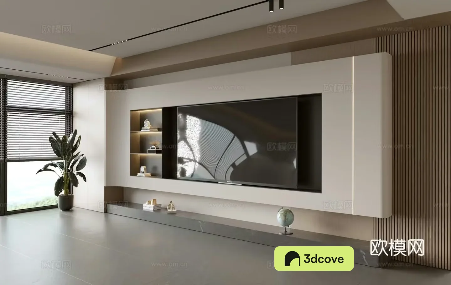 Wasabi Middle Style TV Background TV Cabinet Song style TV Background Wall Wasabi Life Room Ornament 3D Model