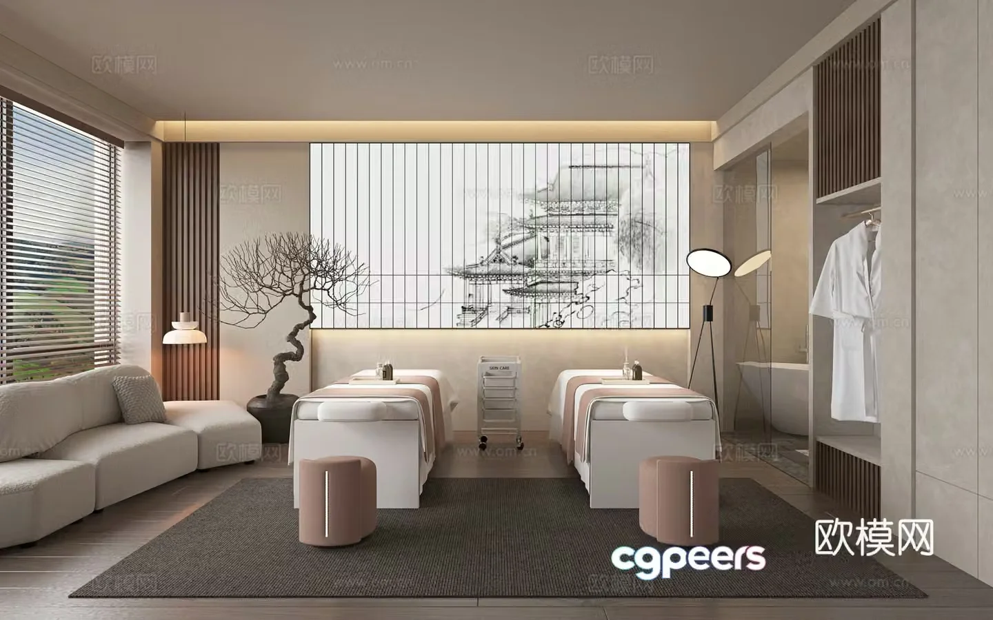 New Chinese Beauty Shop Massage Shop 3D Model