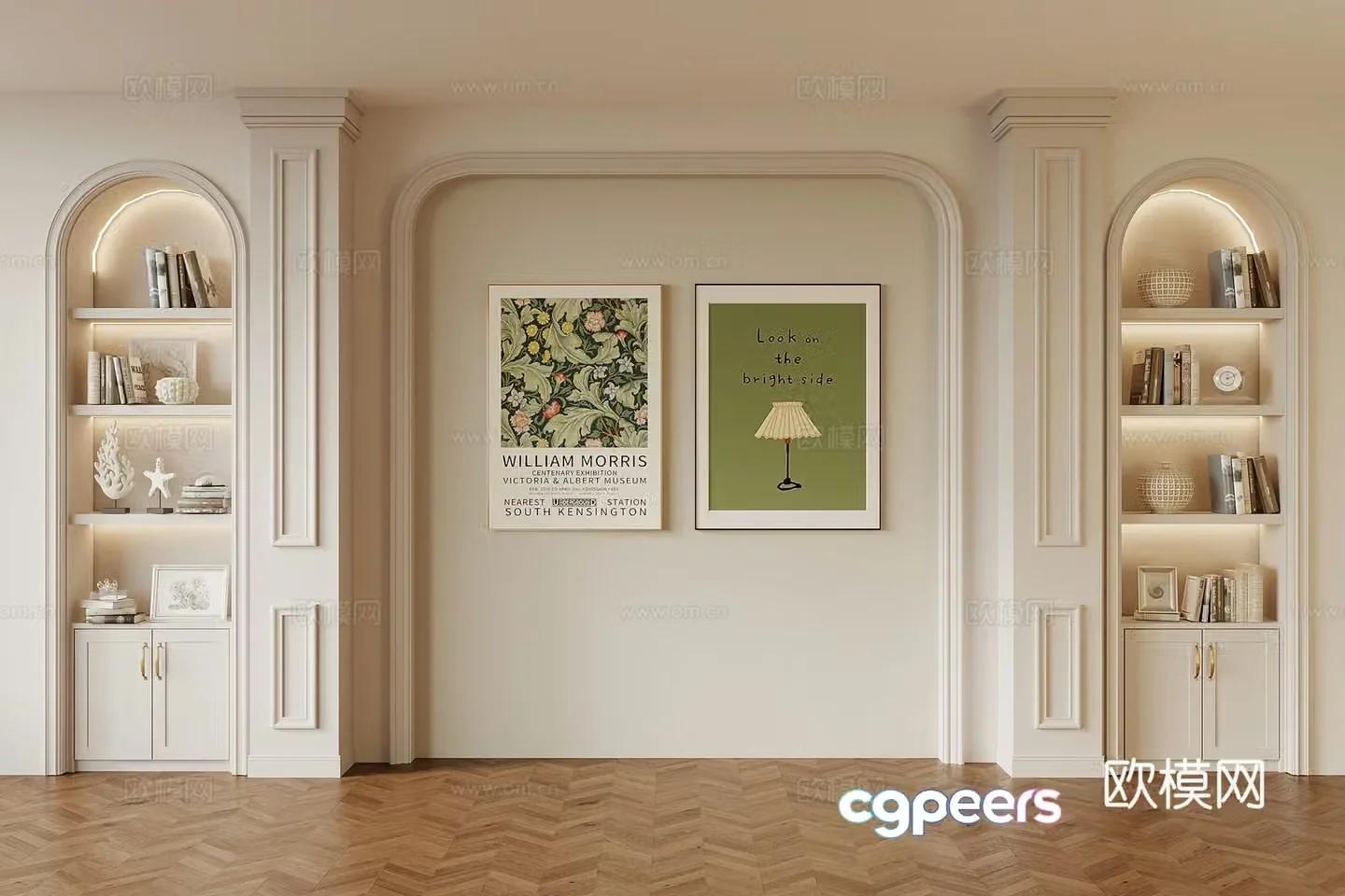 Bookcase French bookcase background wall 3d model