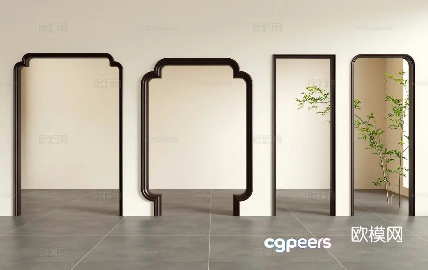 New Chinese door opening 3D model