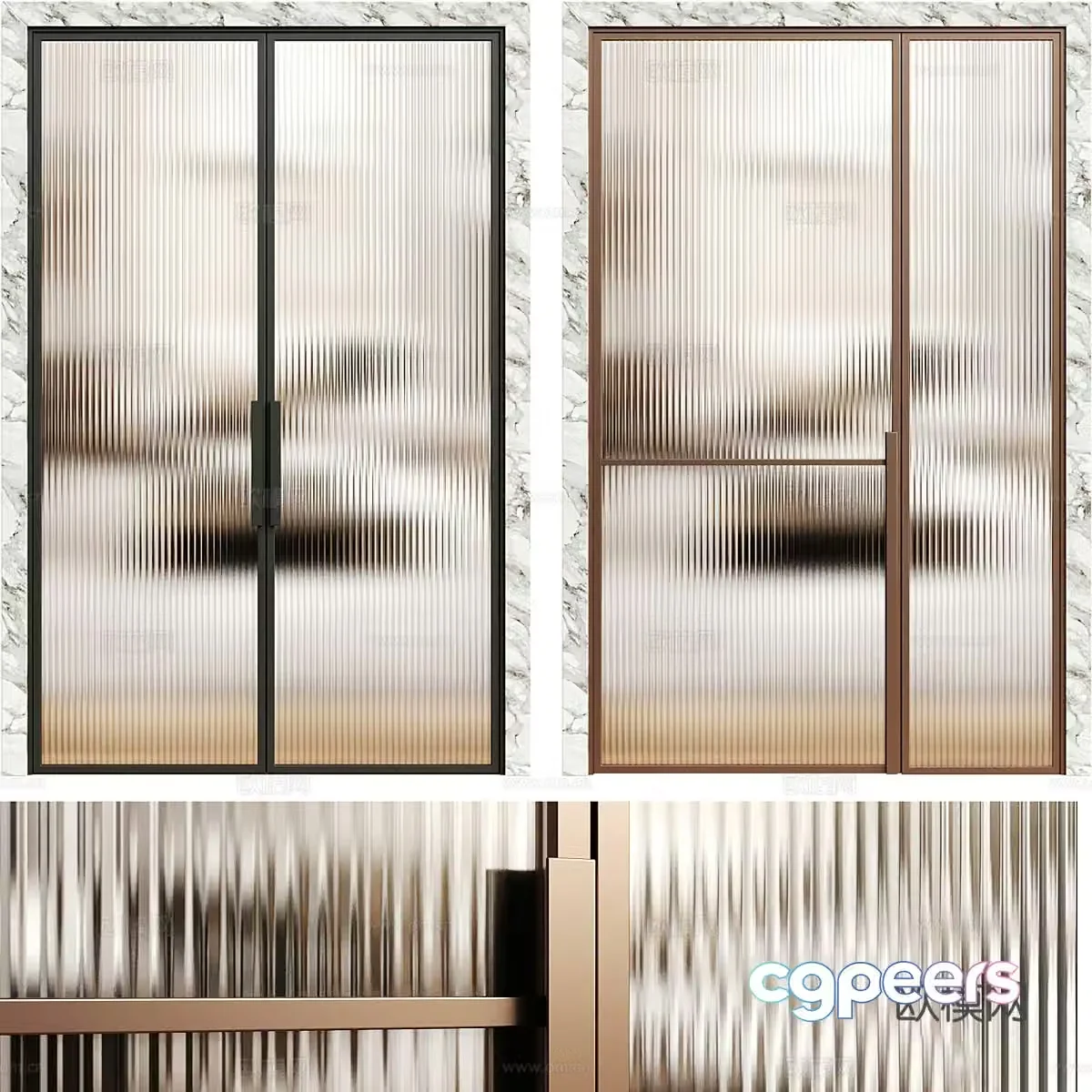 Modern Italian minimalist long rainbow glass door 3D model