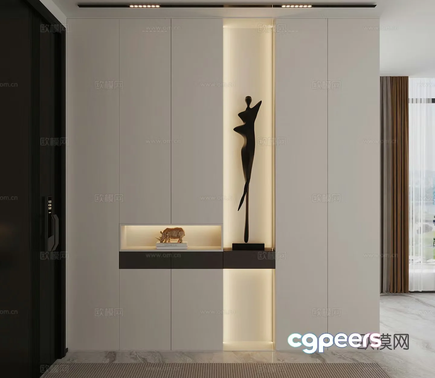 Modern door entrance shoe cabinet 3D model