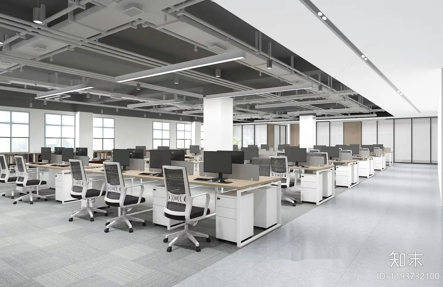 Modern Office Space 3D Model – 17053 – VRAY Render