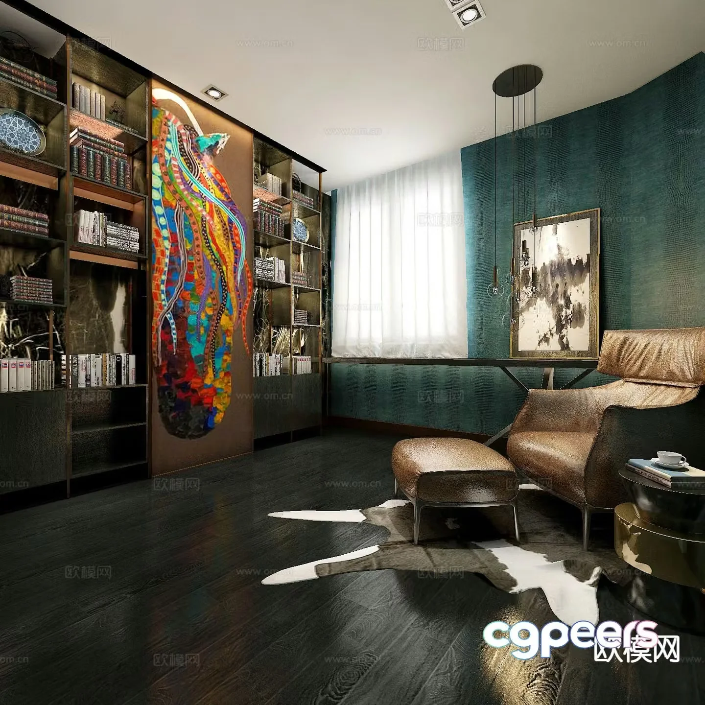 Modern study room 3d model