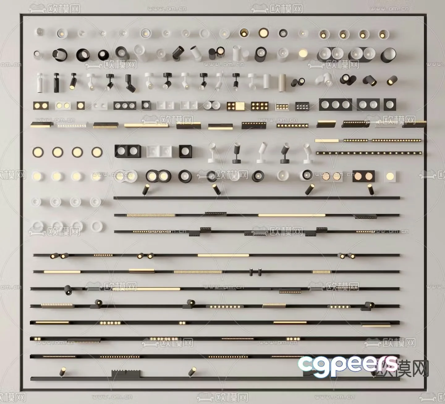 Track spotlight embedded magnetic light linear light turning spotlight downlight bold light 3D model