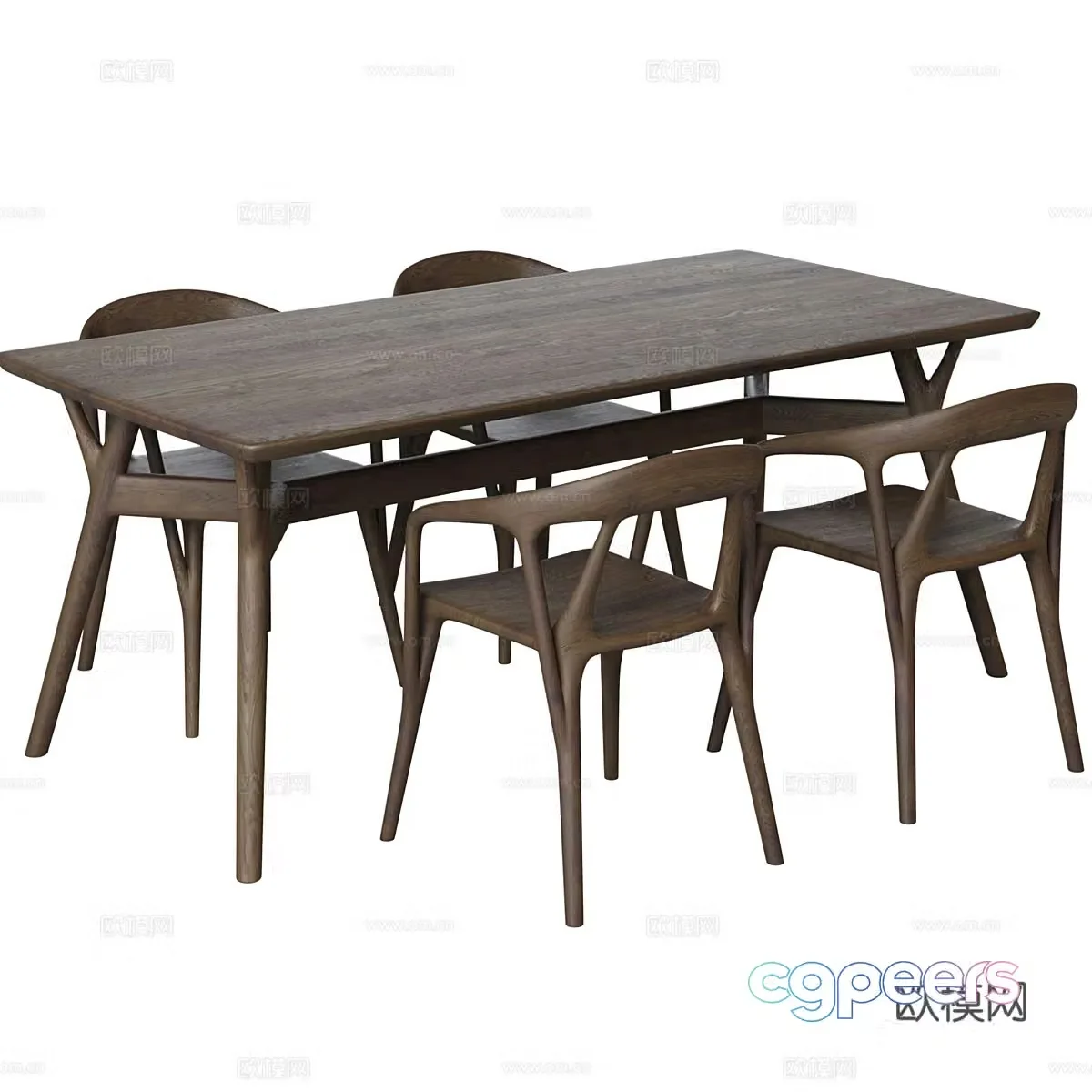 New Chinese style Savannah solid wood dining table and chair 3D model