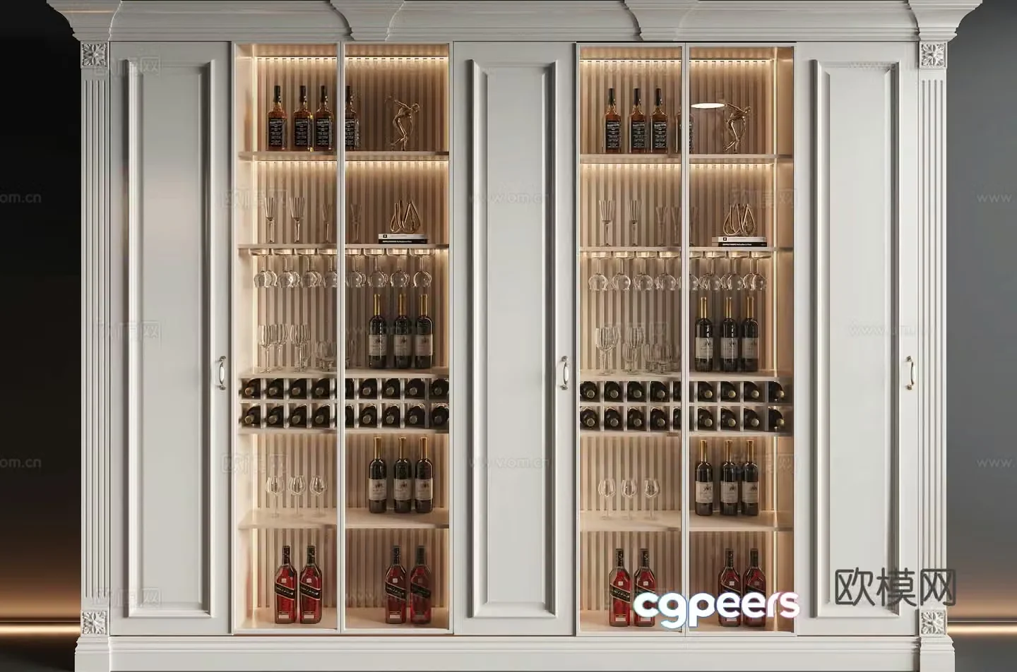 French wine cabinet glass wine cabinet 3d model