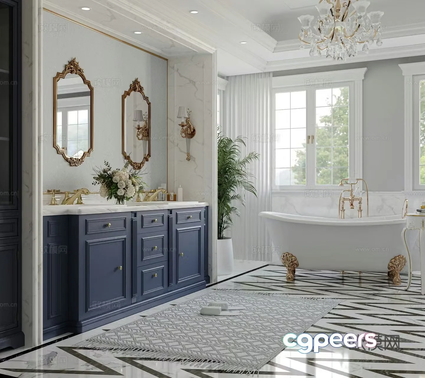 Simple European bathroom 3D model