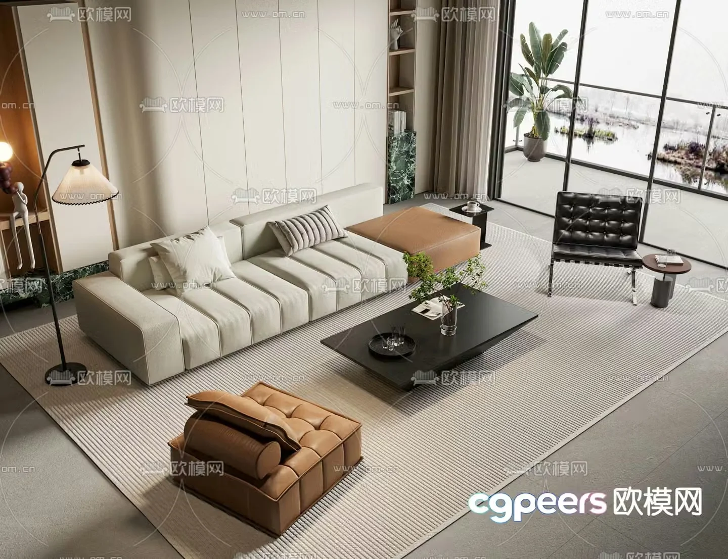 Modern sectional sofa 3d model