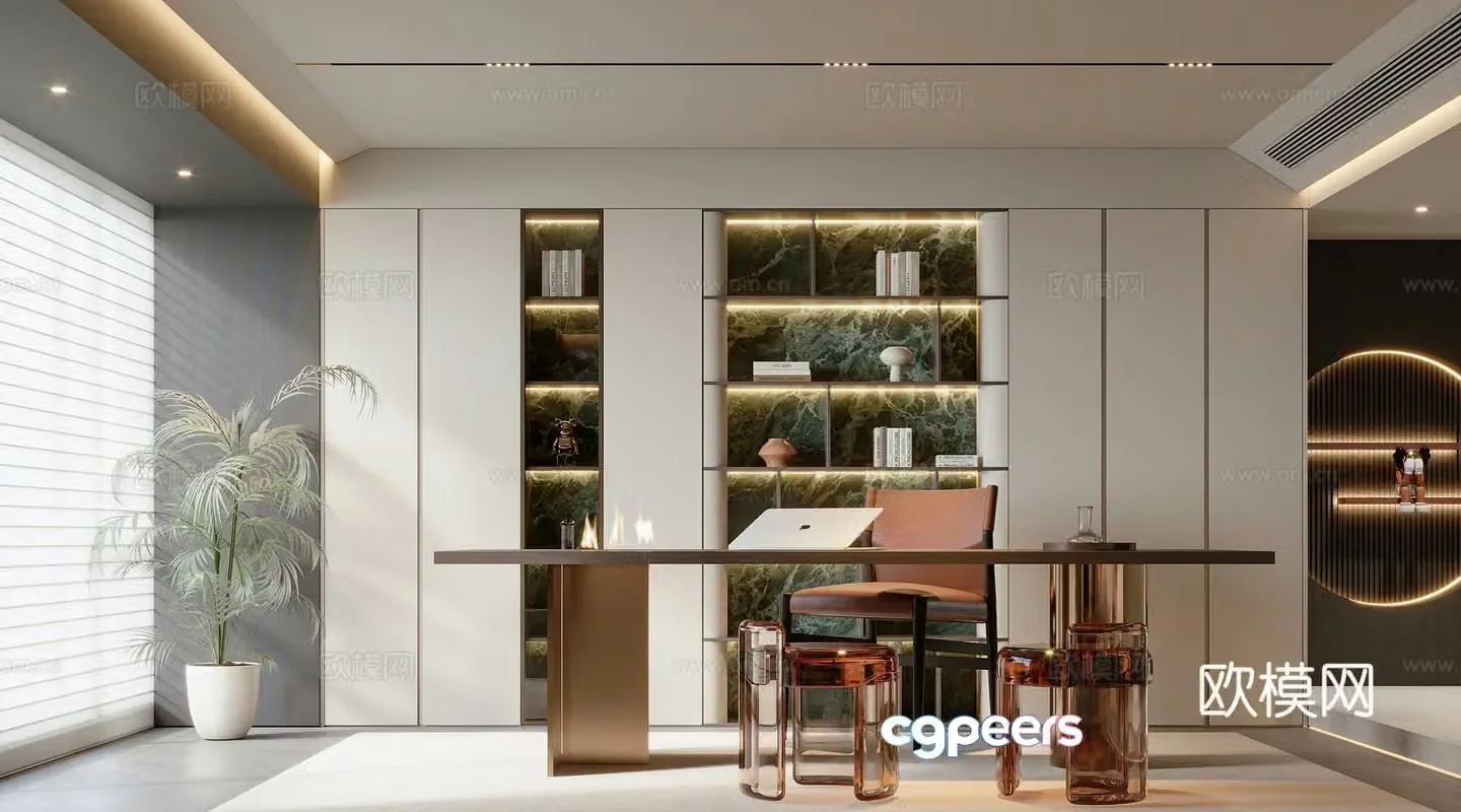 Modern home study 3d model