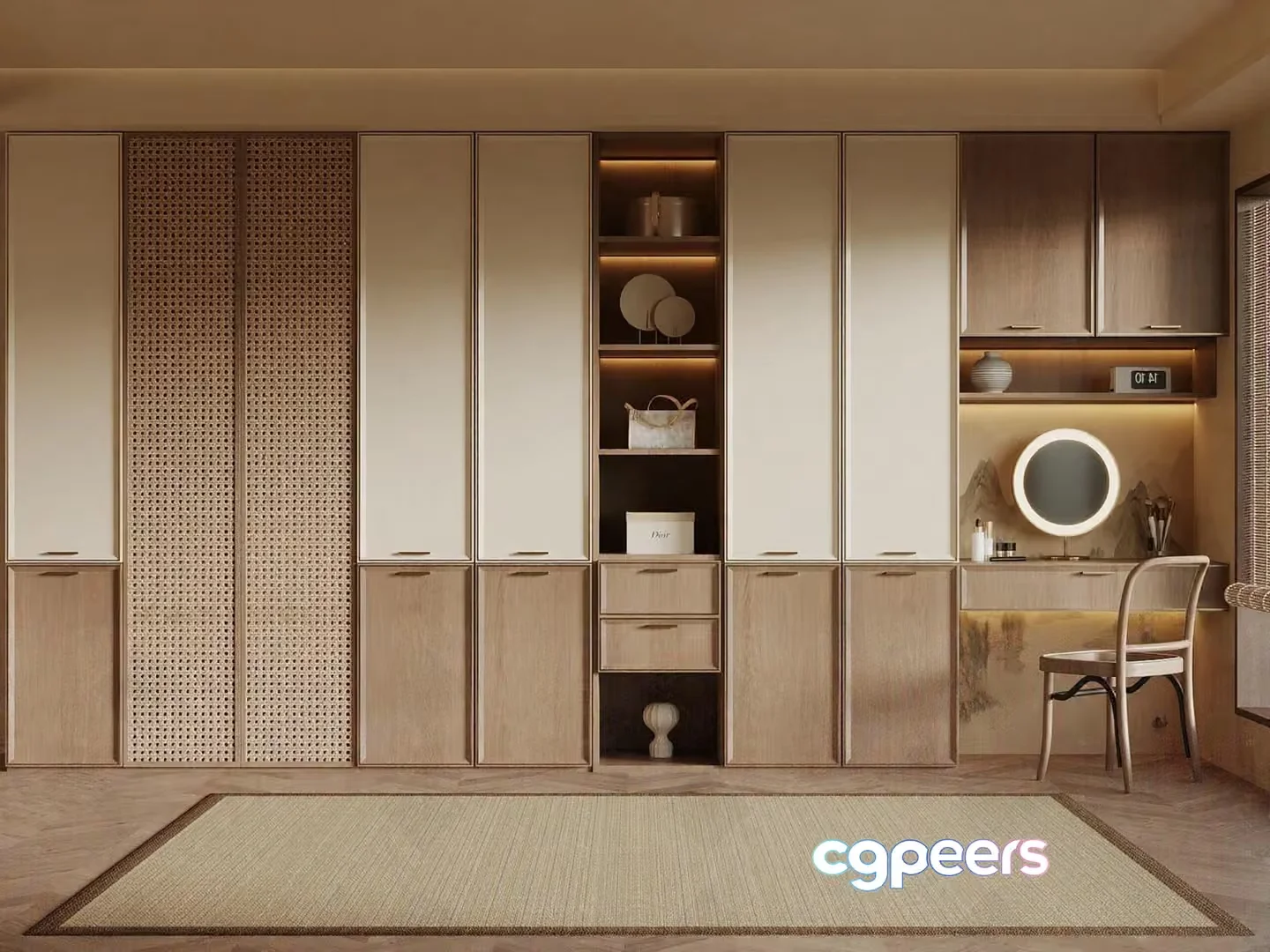 A Modern Light Wood Dressing Room 3D Model – 1449 – VRAY Render