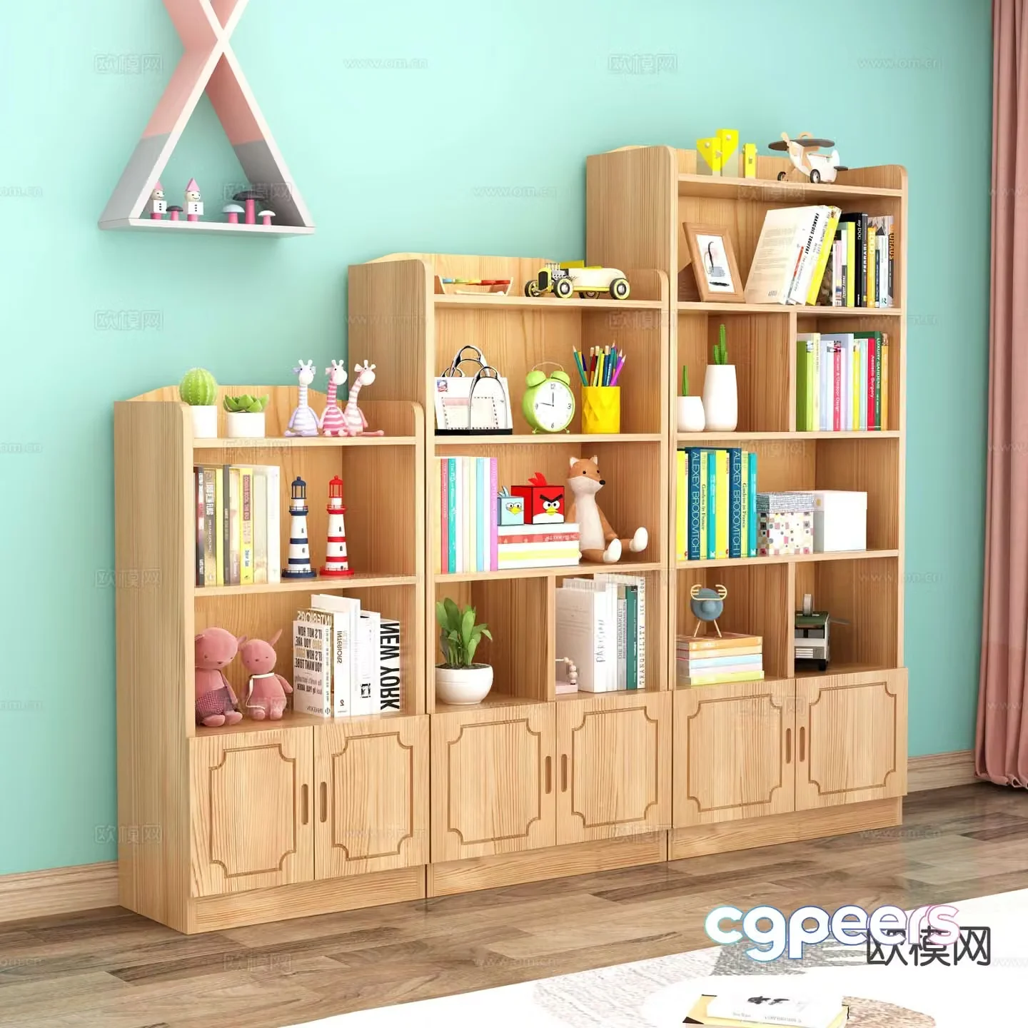 Nordic children’s cabinet children’s bookcase 3d model