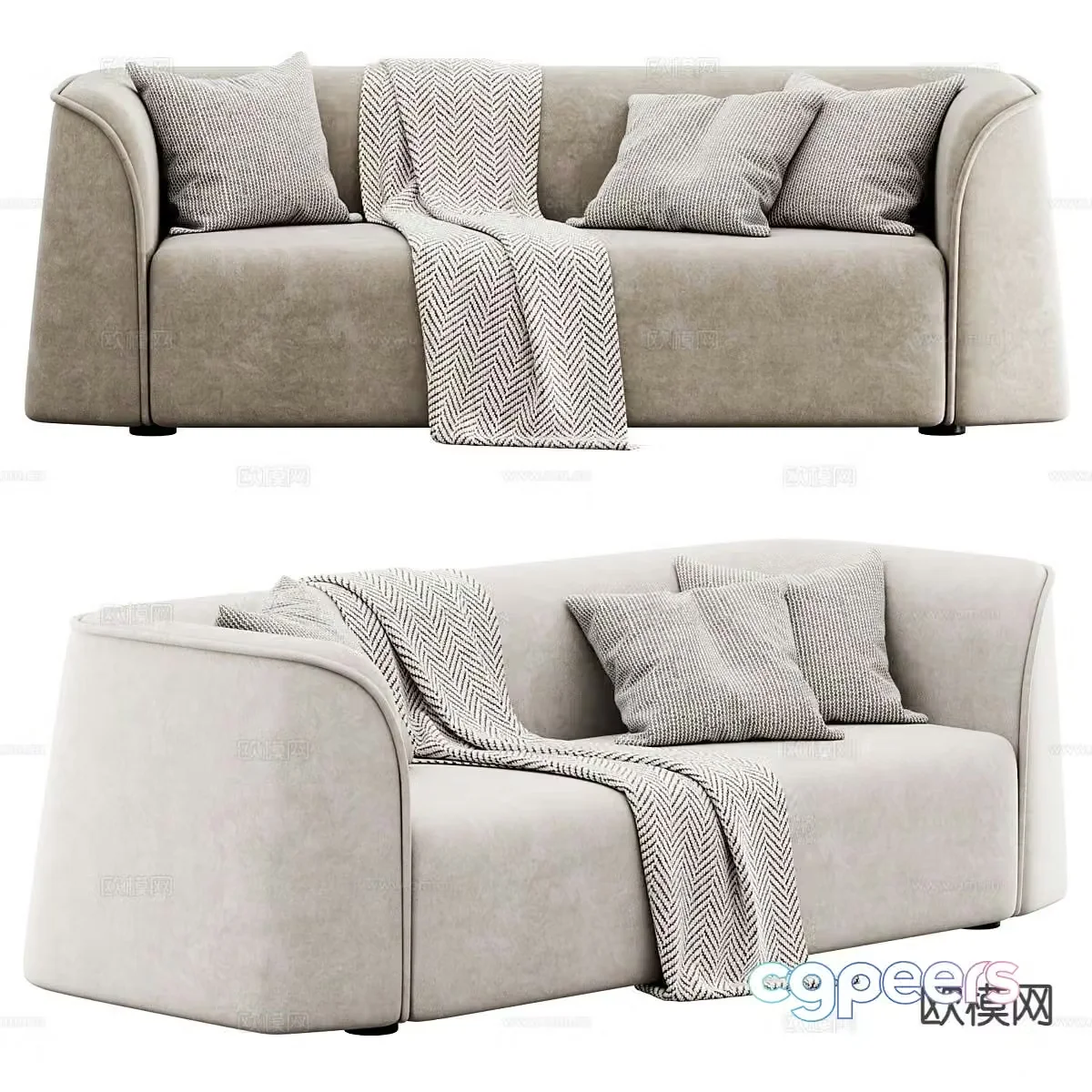 Double sofa arm sofa 3d model