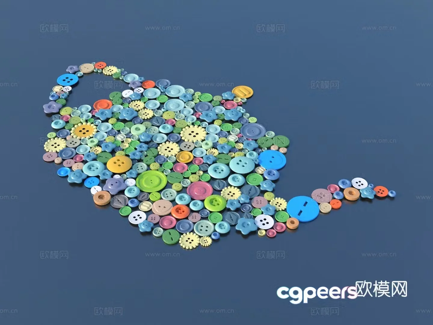 Buttons Sketch Ornaments 3D Model