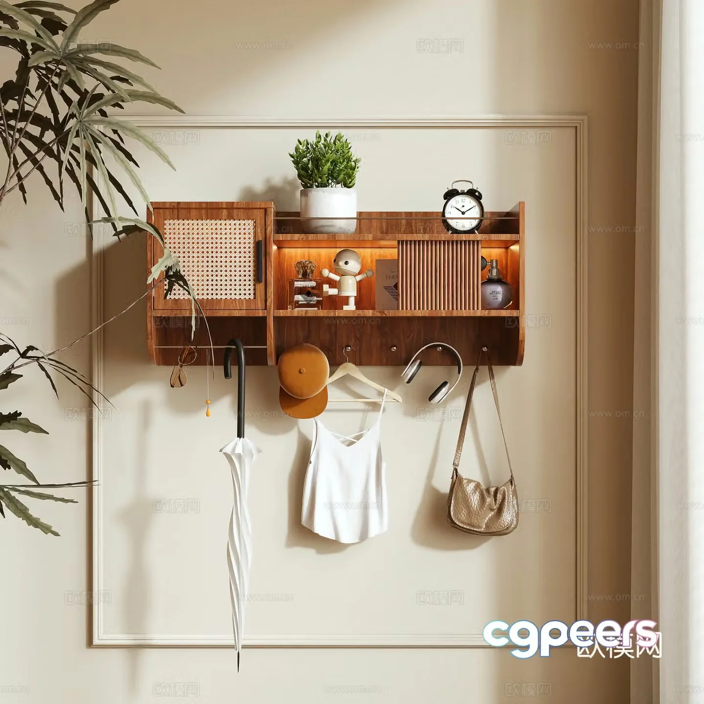 Log wind shelf wall hanging 3D model