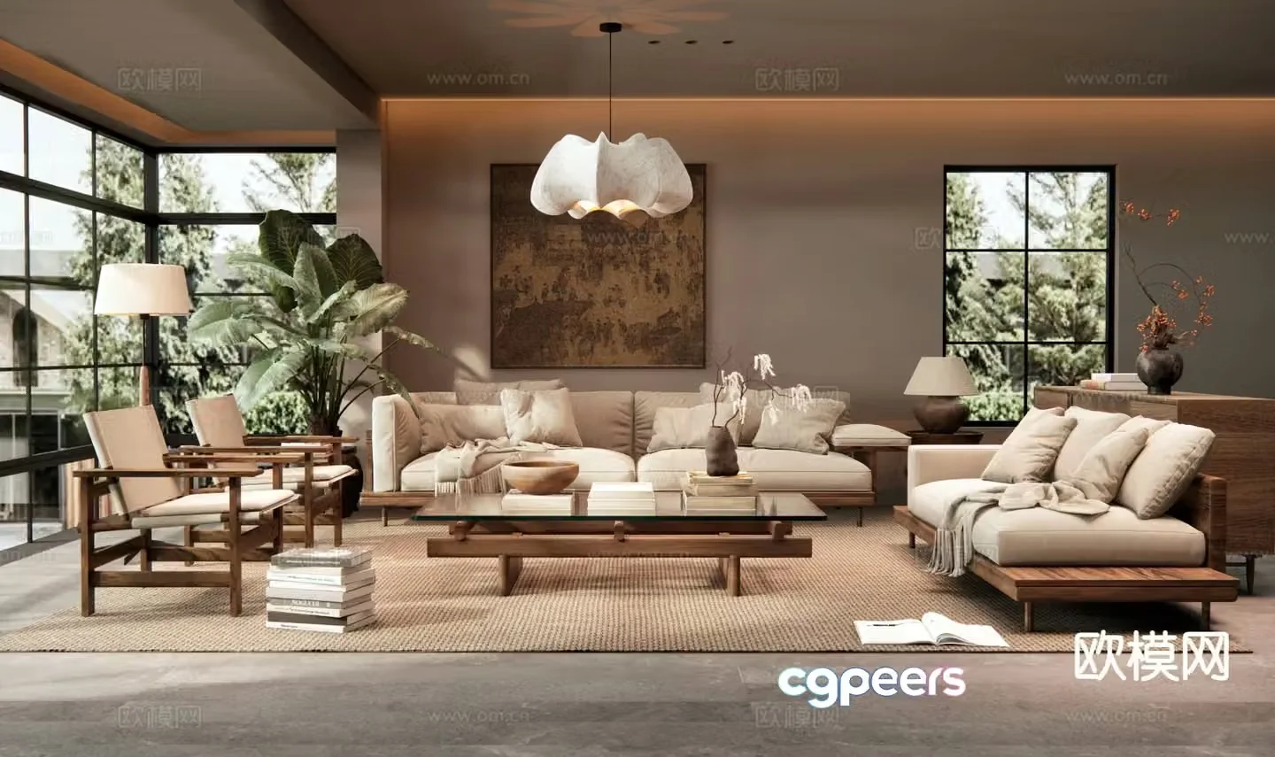 Wabi-sabi living room 3d model