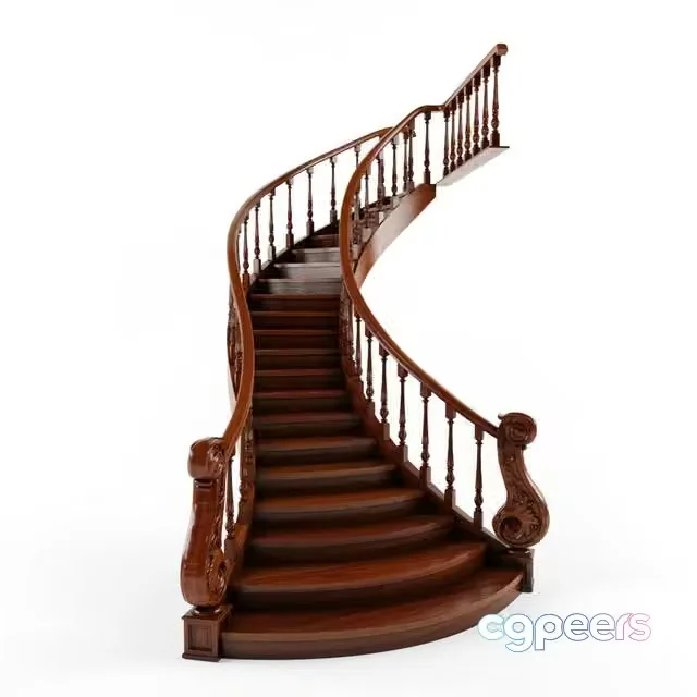 3ds Max Free – Stairs classic mahogany