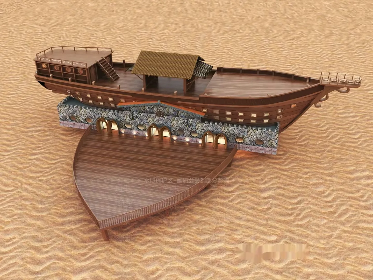 A Wooden Ship 3D Model – 6864 – VRAY Render