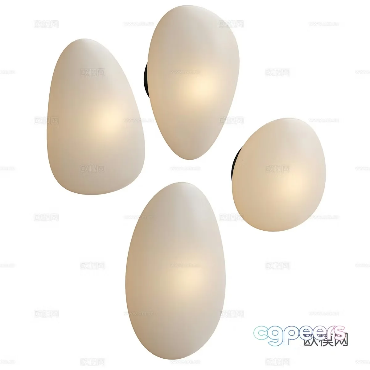 Modern cream bubble glass wall lamp 3d model