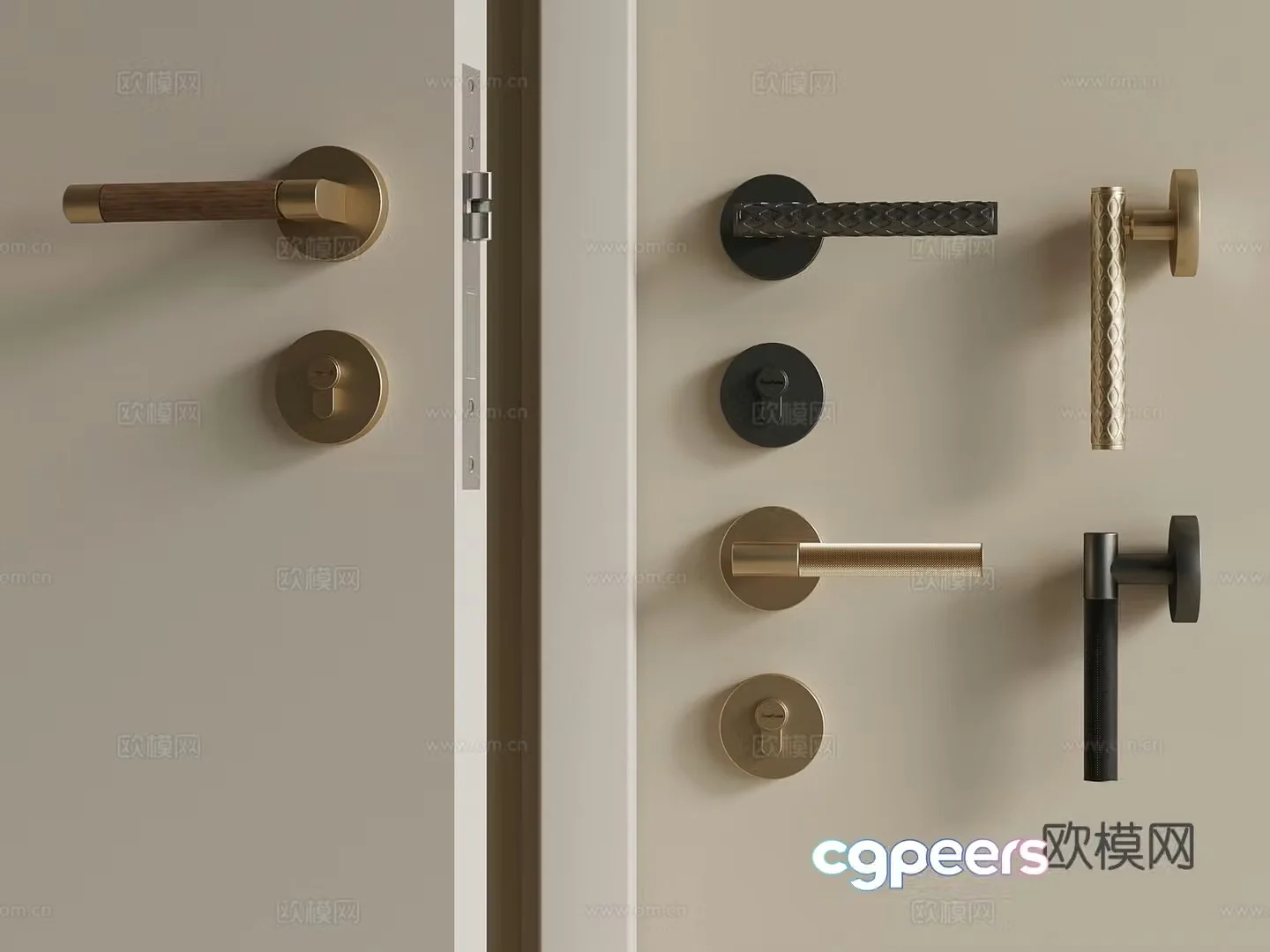 Light luxury French handle door lock door handle door hardware 3D model