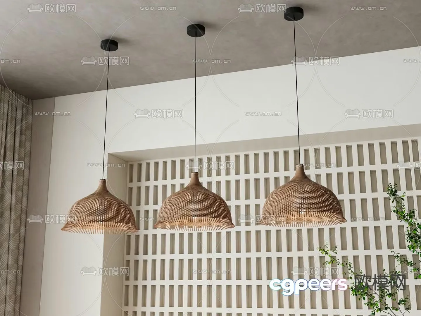 Nordic chandelier rattan chandelier 3d model