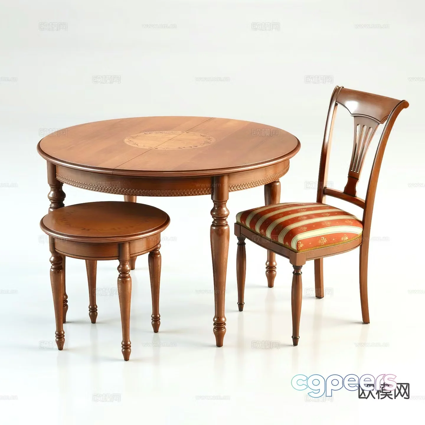 American dining table and chairs round dining table 3d model