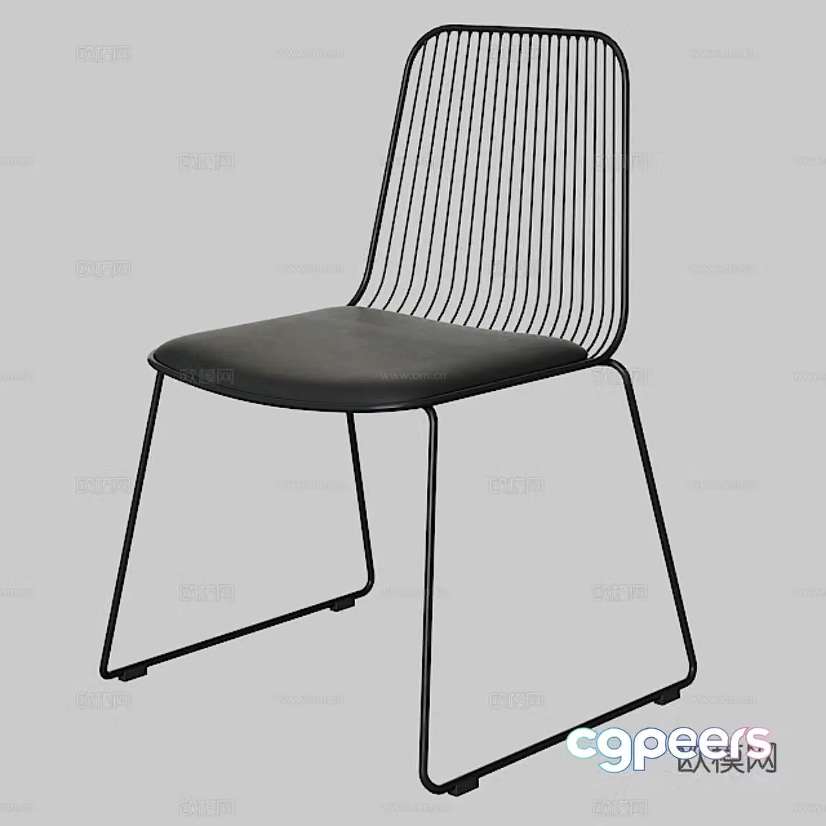 Modern iron single chair dining chair 3d model