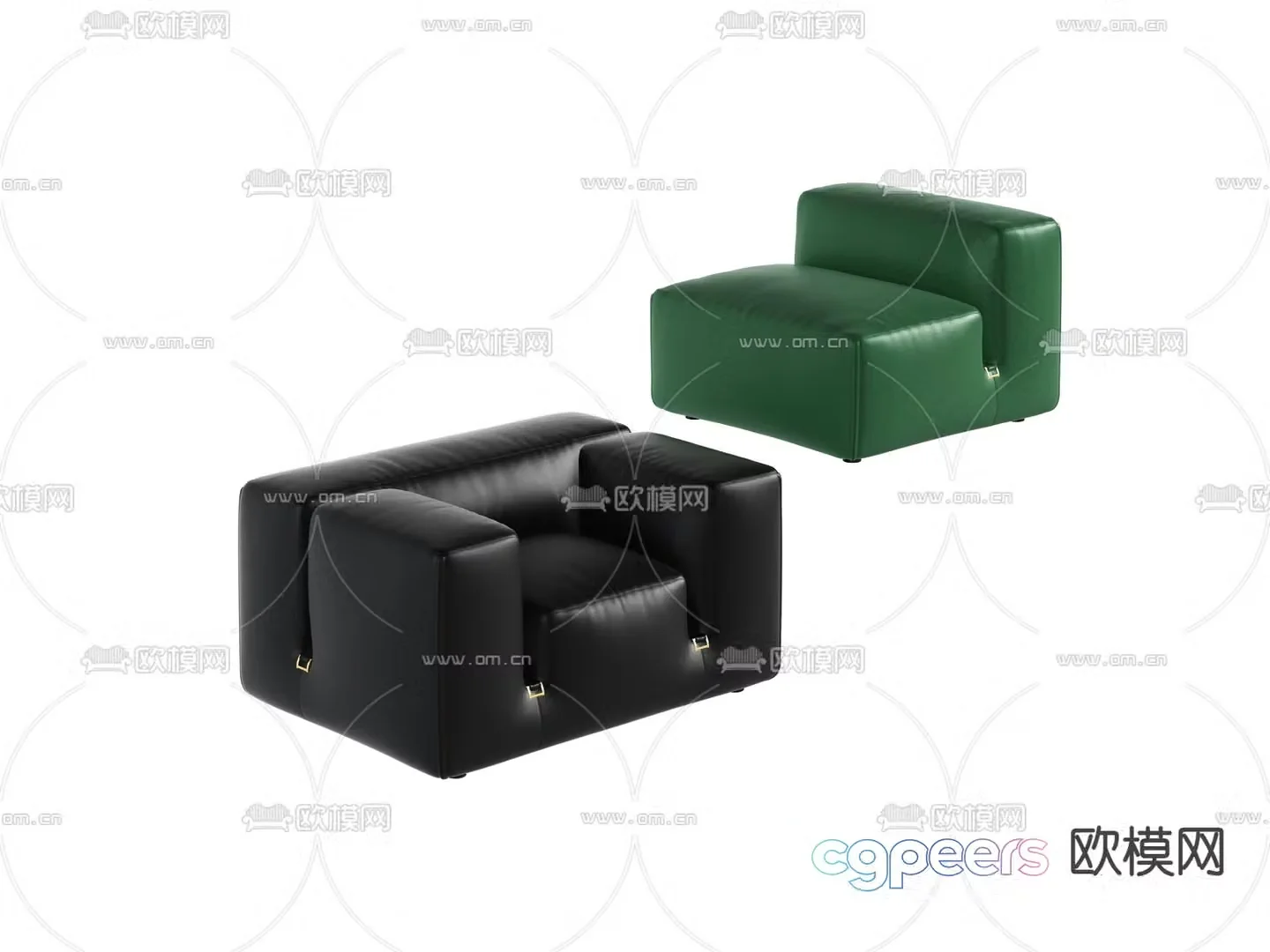 Leather sofa single sofa 3d model