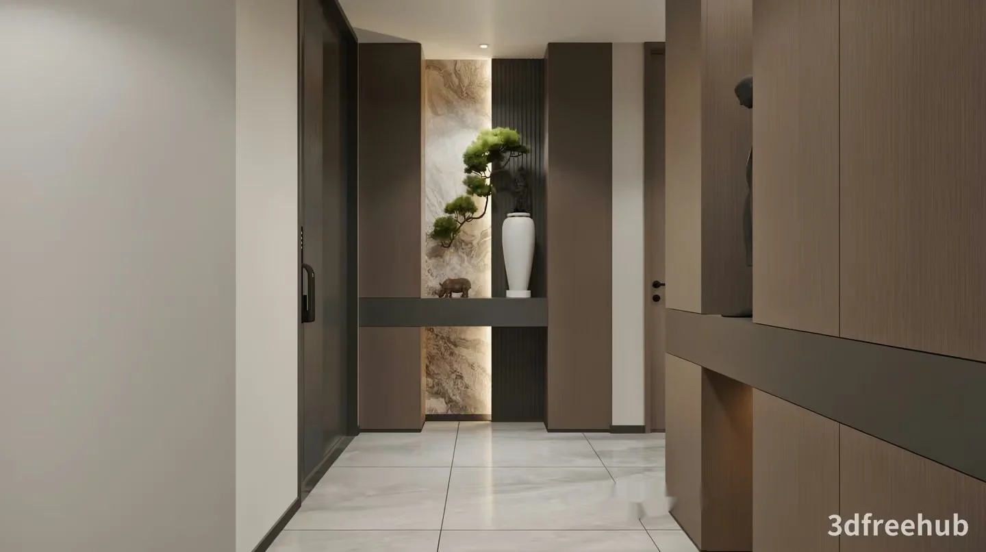 Modern Hallway With Wood Accents 3D Model – 19912 – VRAY Render