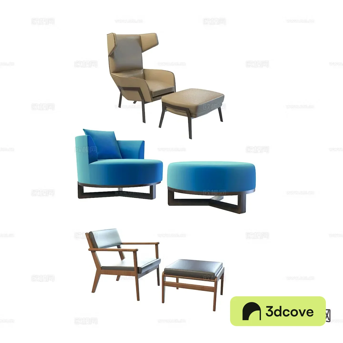 Modern sofa chair armchair footrest stool