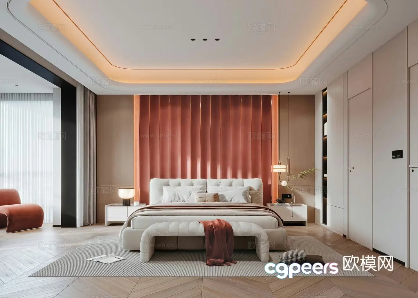 Modern bedroom master bedroom 3d model