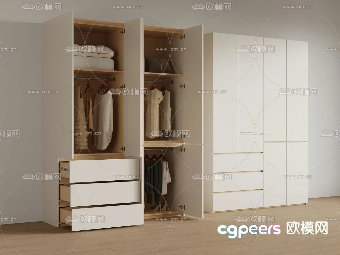 Cream trench wardrobe 3d model
