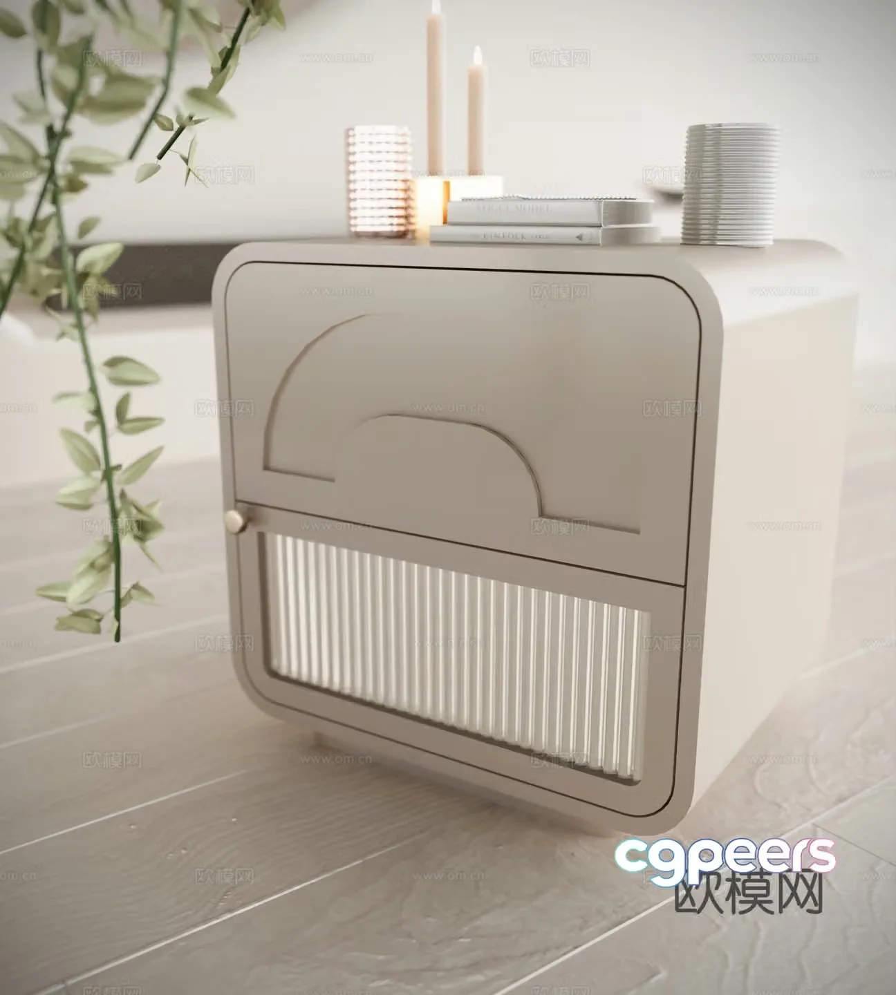 Modern bedside table low cabinet side cabinet furnishing ornaments 3D model