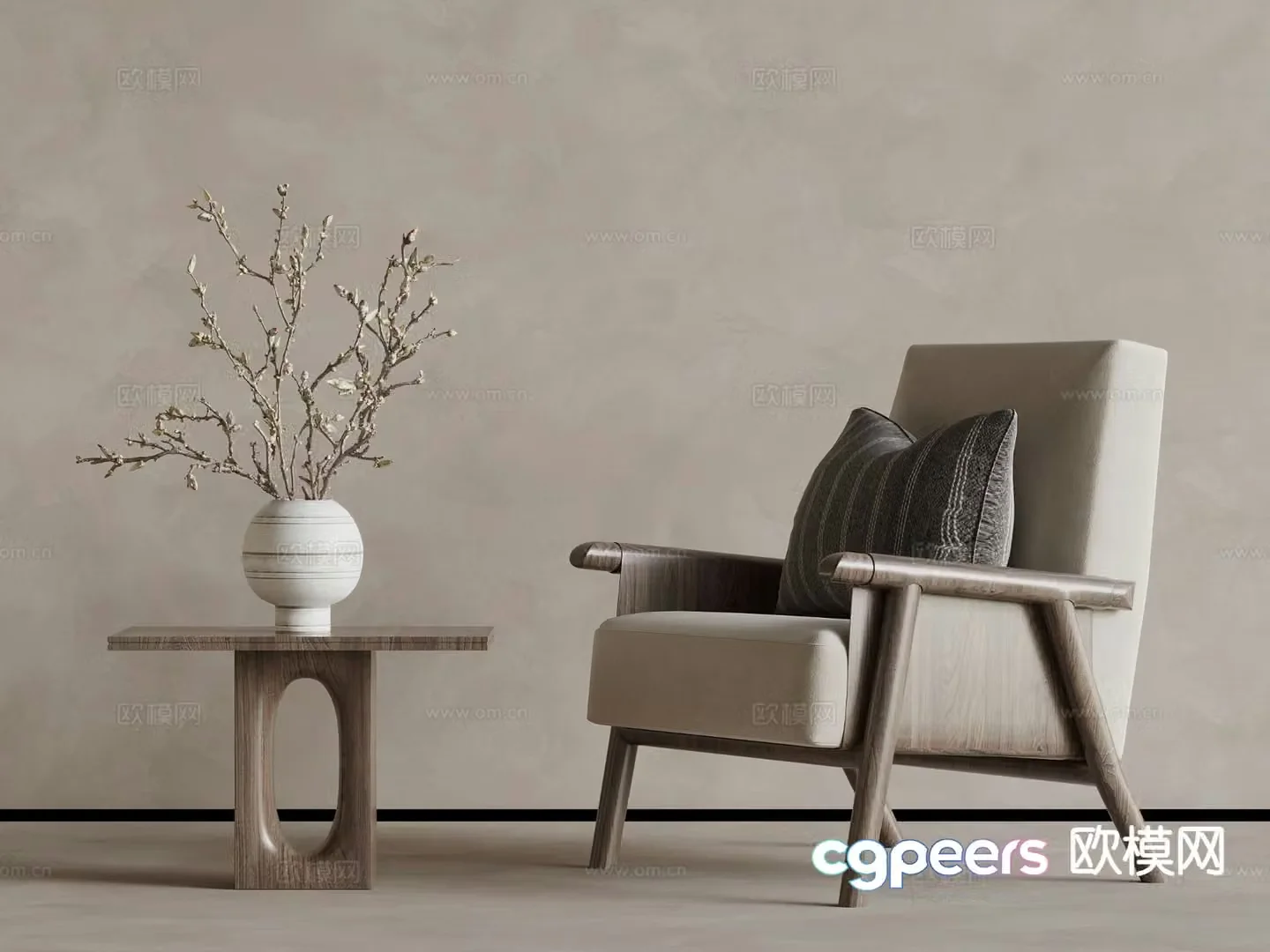 Wabi-sabi chair leisure chair 3d model