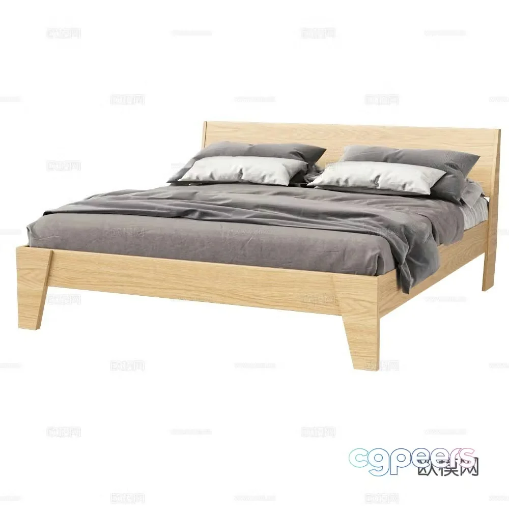 Radis Nordic double bed Log double bed Fabric double bed Furniture double bed 3d model