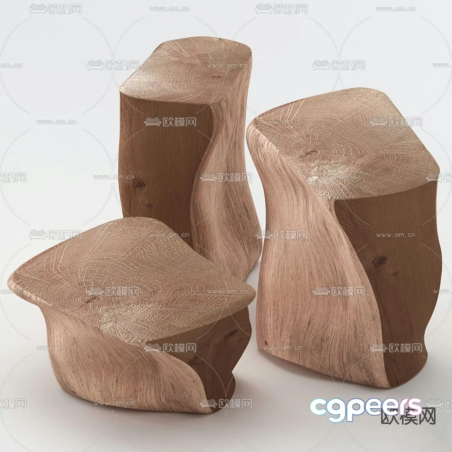 Modern wooden wooden pier stool 3d model
