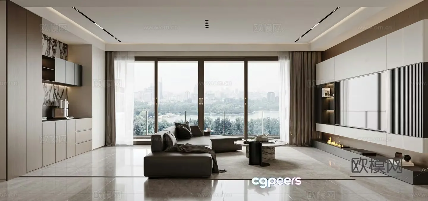 Modern living room Combination sofa Wine cabinet Modern living room Light luxury Italian living room Living room 3D model