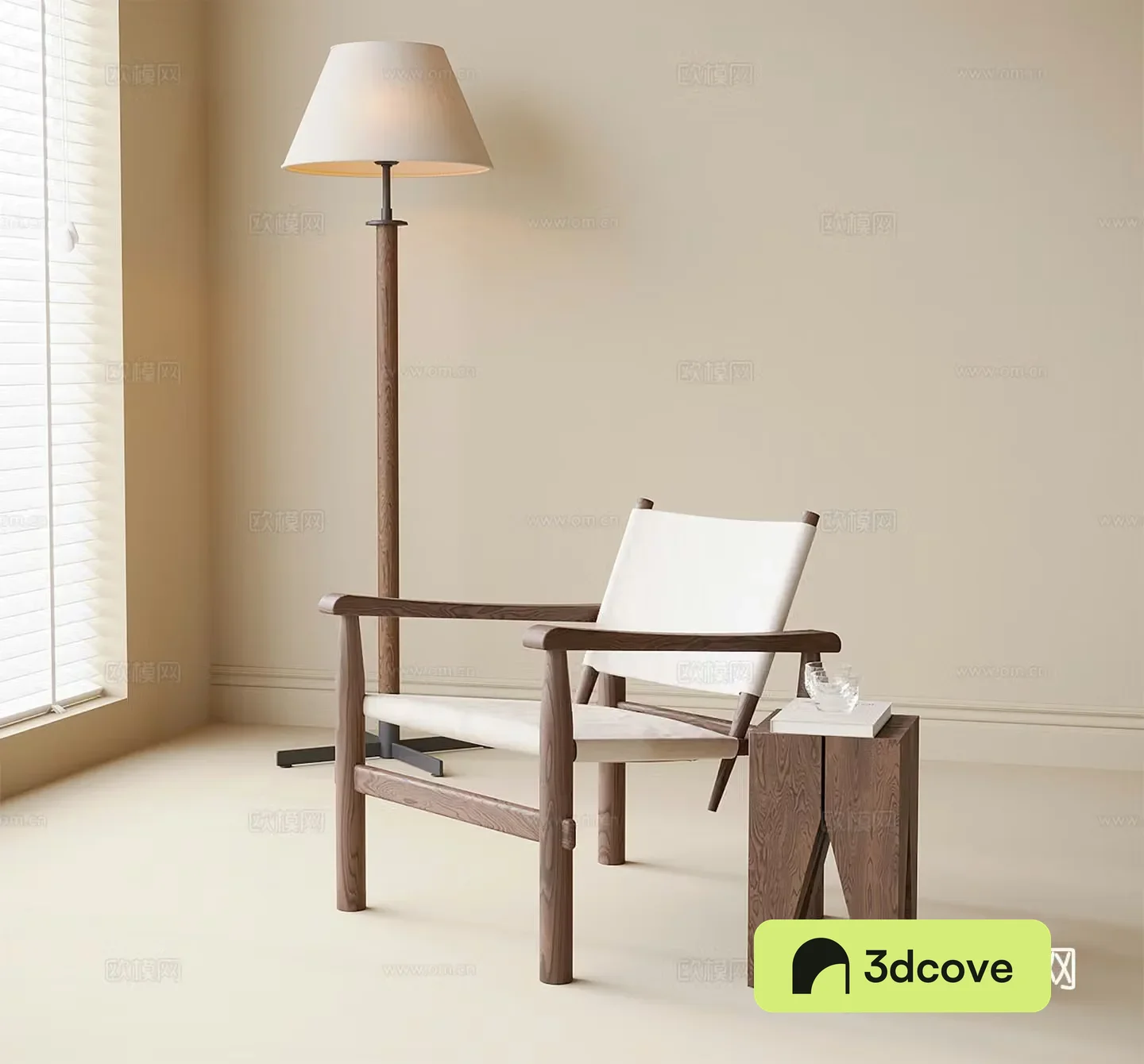 Modern leisure chair single chair side table floor lamp